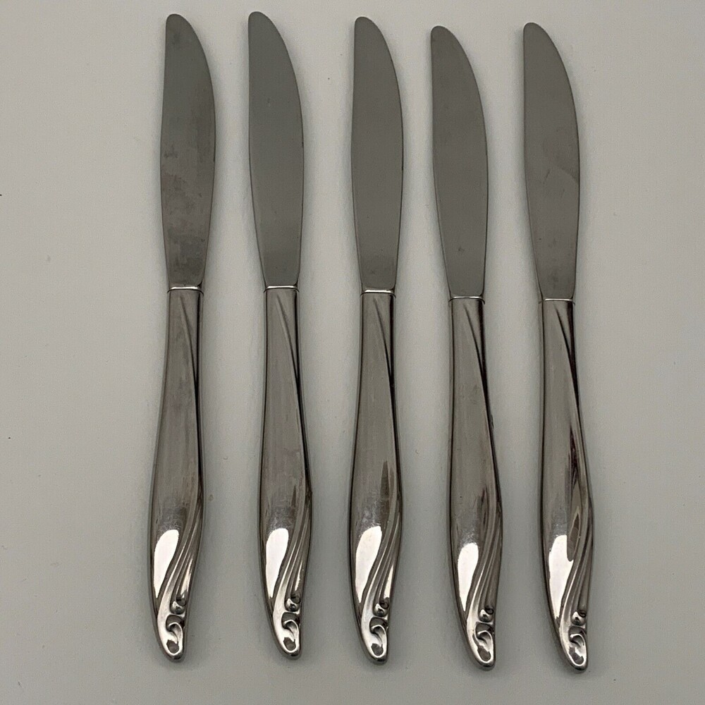 Wm. A Rogers Oneida Surf Club Stainless Modern Hallow Knives Knife Lot of 5
